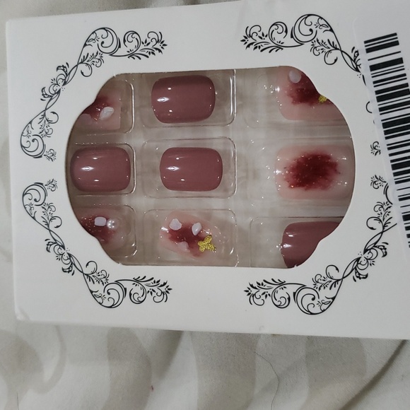 Pink Glitter Princess Artificial Nail Tips Gradient Fake Nails with 3D Butterfly - Picture 9 of 10